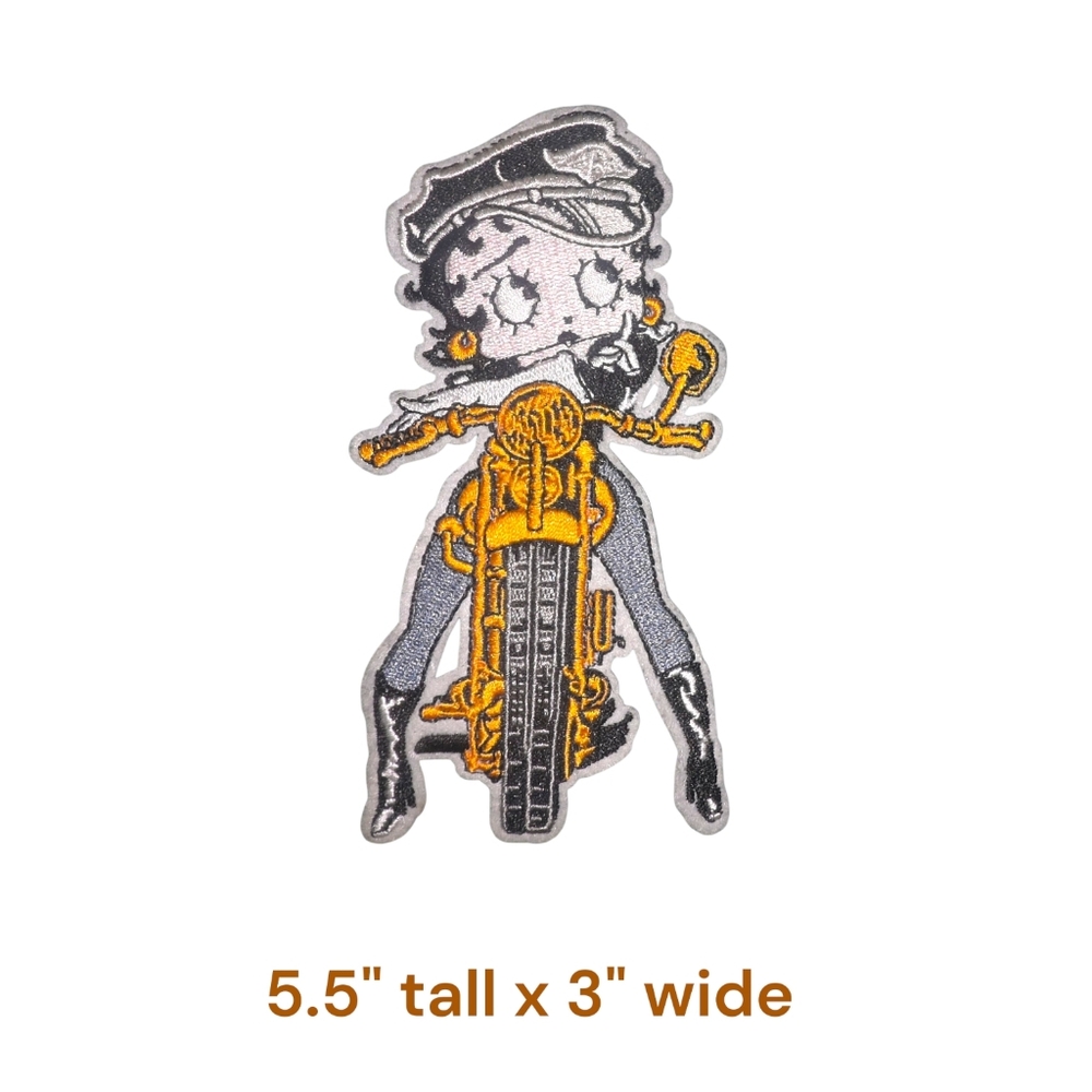 Large Betty Boop Biker Embroidered Iron on patch